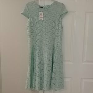 Alfani Sz 10 Aqua Lace Fit n Flare Dress NWT